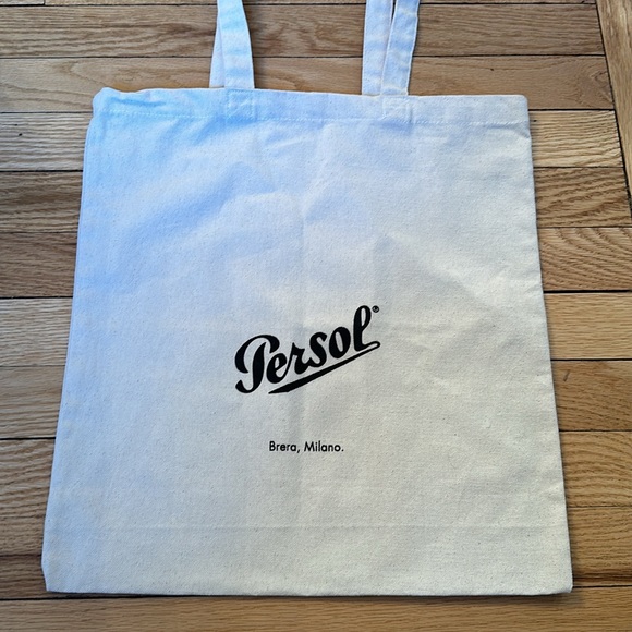 Persol Brera Milano canvas shoulder Tote Bag 15”x16 medium beige